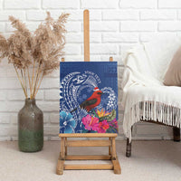 Personalized Samoa Christmas Canvas Wall Art Cardinal Honeyeater Mix Siapo LT7 - Polynesian Pride