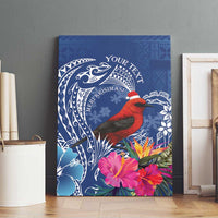 Personalized Samoa Christmas Canvas Wall Art Cardinal Honeyeater Mix Siapo LT7 - Polynesian Pride