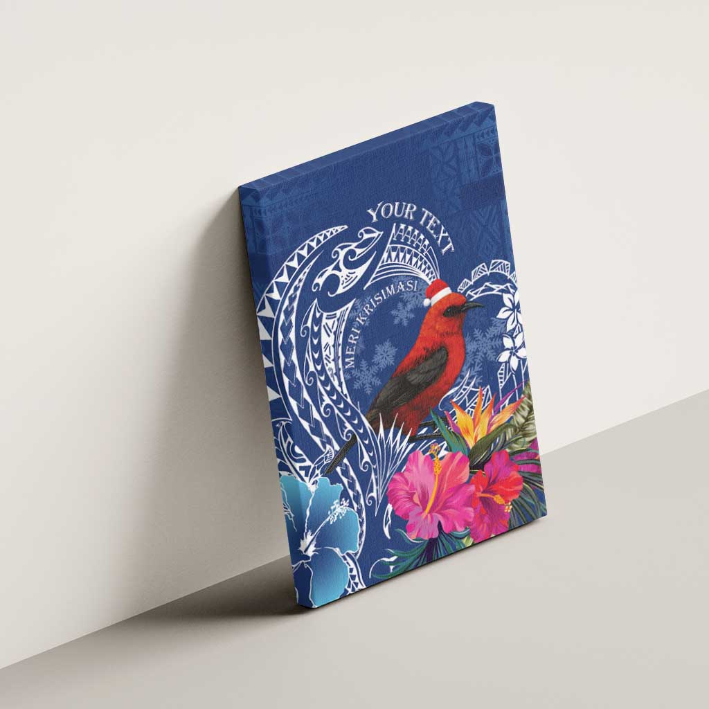 Personalized Samoa Christmas Canvas Wall Art Cardinal Honeyeater Mix Siapo LT7 - Polynesian Pride