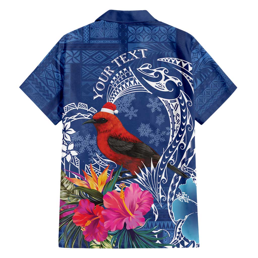 Personalized Samoa Christmas Family Matching Long Sleeve Bodycon Dress and Hawaiian Shirt Cardinal Honeyeater Mix Siapo LT7 - Polynesian Pride