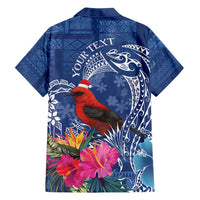 Personalized Samoa Christmas Family Matching Long Sleeve Bodycon Dress and Hawaiian Shirt Cardinal Honeyeater Mix Siapo LT7 - Polynesian Pride