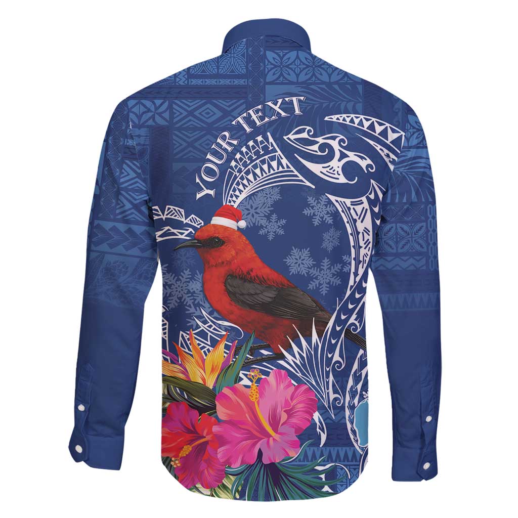Personalized Samoa Christmas Family Matching Long Sleeve Bodycon Dress and Hawaiian Shirt Cardinal Honeyeater Mix Siapo LT7 - Polynesian Pride