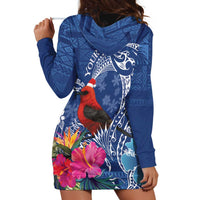 Personalized Samoa Christmas Hoodie Dress Cardinal Honeyeater Mix Siapo LT7 - Polynesian Pride
