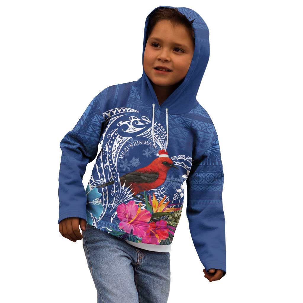 Personalized Samoa Christmas Kid Hoodie Cardinal Honeyeater Mix Siapo