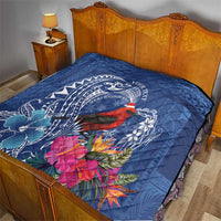 Personalized Samoa Christmas Quilt Cardinal Honeyeater Mix Siapo LT7 - Polynesian Pride