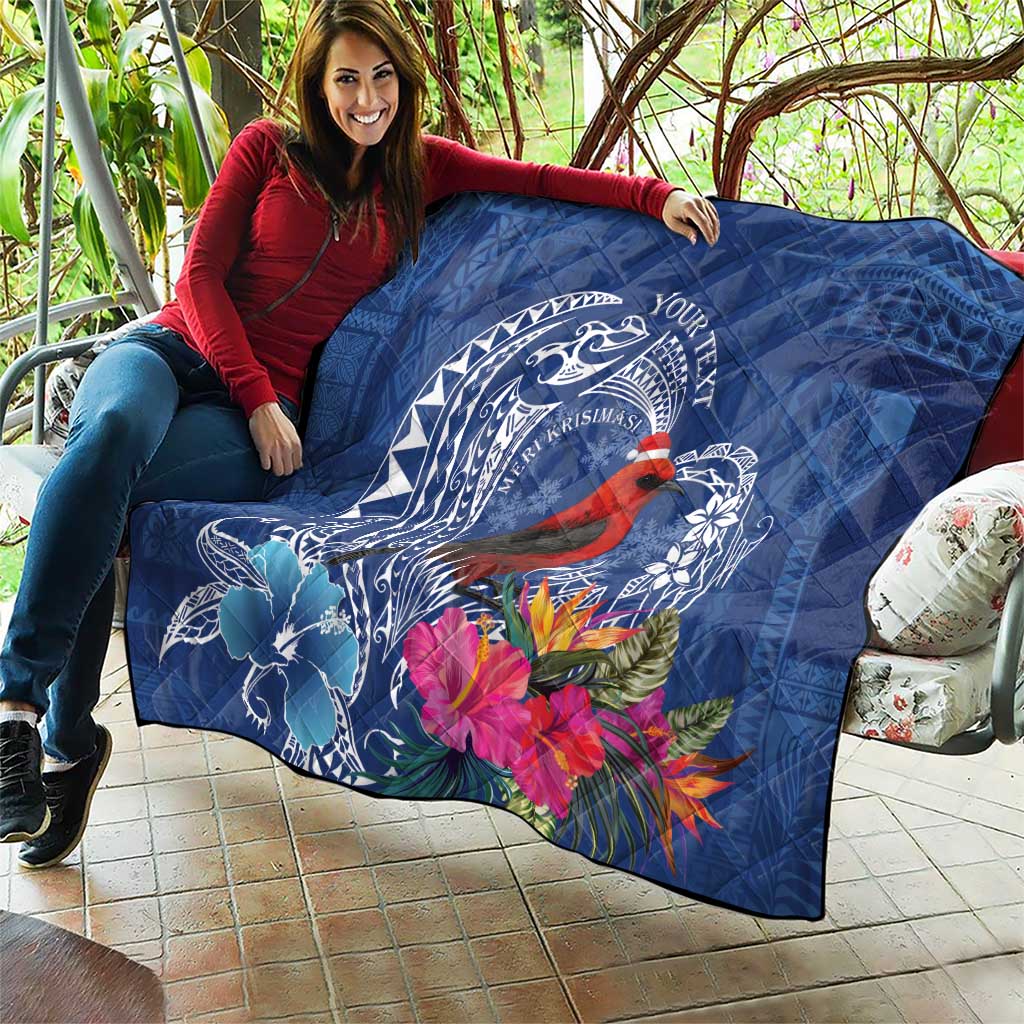 Personalized Samoa Christmas Quilt Cardinal Honeyeater Mix Siapo LT7 - Polynesian Pride