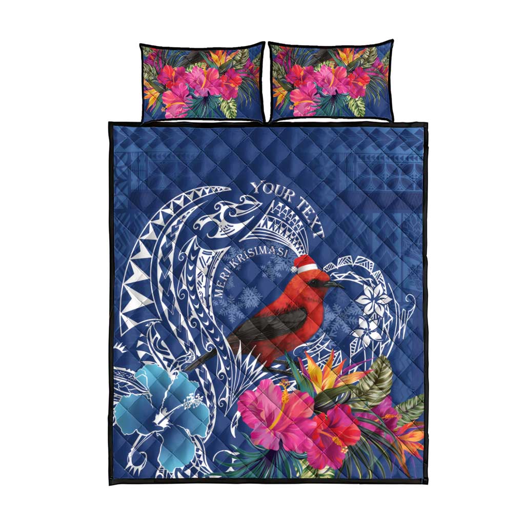Personalized Samoa Christmas Quilt Bed Set Cardinal Honeyeater Mix Siapo LT7 - Polynesian Pride