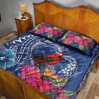 Personalized Samoa Christmas Quilt Bed Set Cardinal Honeyeater Mix Siapo LT7 - Polynesian Pride