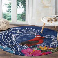 Personalized Samoa Christmas Round Carpet Cardinal Honeyeater Mix Siapo LT7 - Polynesian Pride
