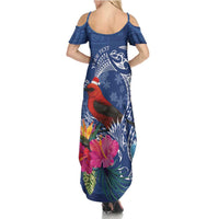 Personalized Samoa Christmas Summer Maxi Dress Cardinal Honeyeater Mix Siapo LT7 - Polynesian Pride