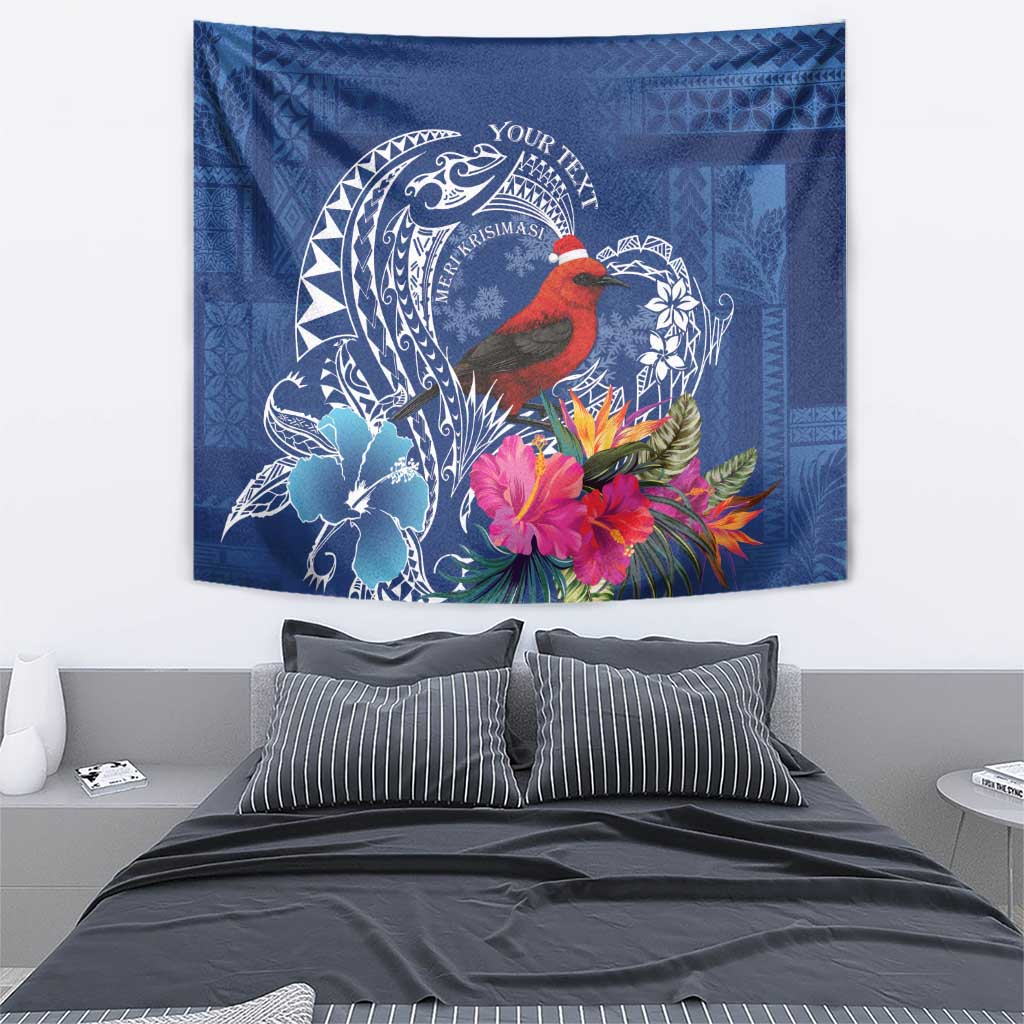 Personalized Samoa Christmas Tapestry Cardinal Honeyeater Mix Siapo LT7 - Polynesian Pride