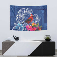 Personalized Samoa Christmas Tapestry Cardinal Honeyeater Mix Siapo LT7 - Polynesian Pride