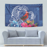 Personalized Samoa Christmas Tapestry Cardinal Honeyeater Mix Siapo LT7 - Polynesian Pride