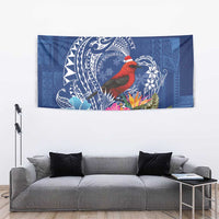 Personalized Samoa Christmas Tapestry Cardinal Honeyeater Mix Siapo LT7 - Polynesian Pride