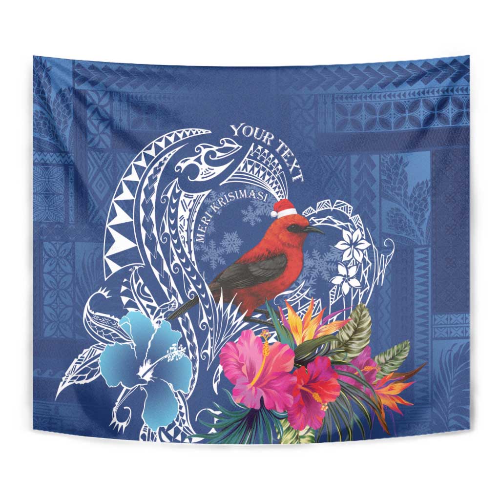 Personalized Samoa Christmas Tapestry Cardinal Honeyeater Mix Siapo LT7 - Polynesian Pride