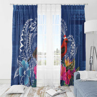 Personalized Samoa Christmas Window Curtain Cardinal Honeyeater Mix Siapo LT7 - Polynesian Pride