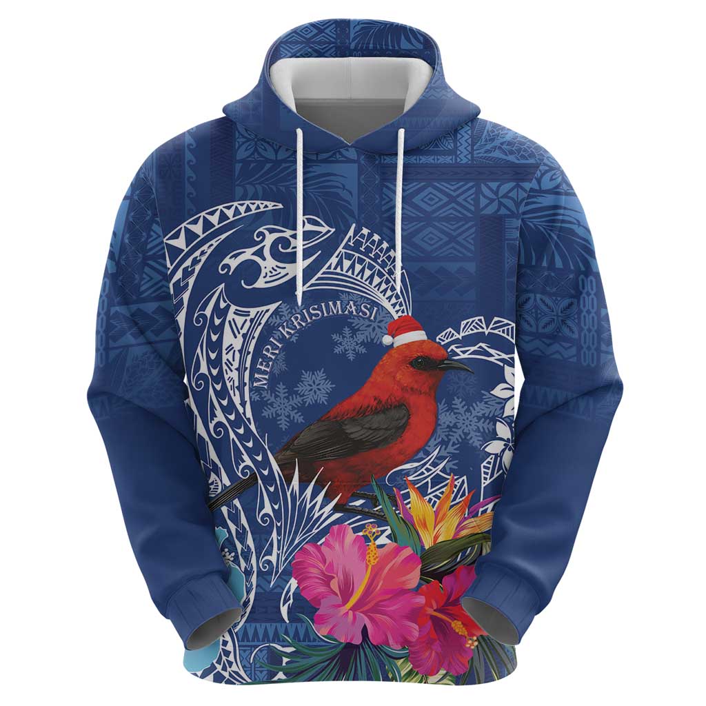 Personalized Samoa Christmas Zip Hoodie Cardinal Honeyeater Mix Siapo LT7 - Polynesian Pride