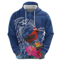 Personalized Samoa Christmas Zip Hoodie Cardinal Honeyeater Mix Siapo LT7 - Polynesian Pride