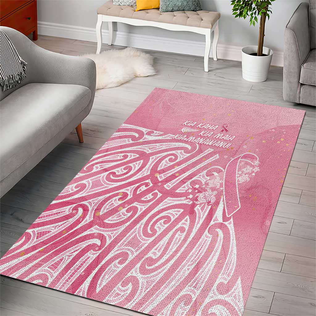 Breast Cancer Awareness Maori Area Rug Kia Kaha Kia Maia Kia Manawanui - Polynesian Pride