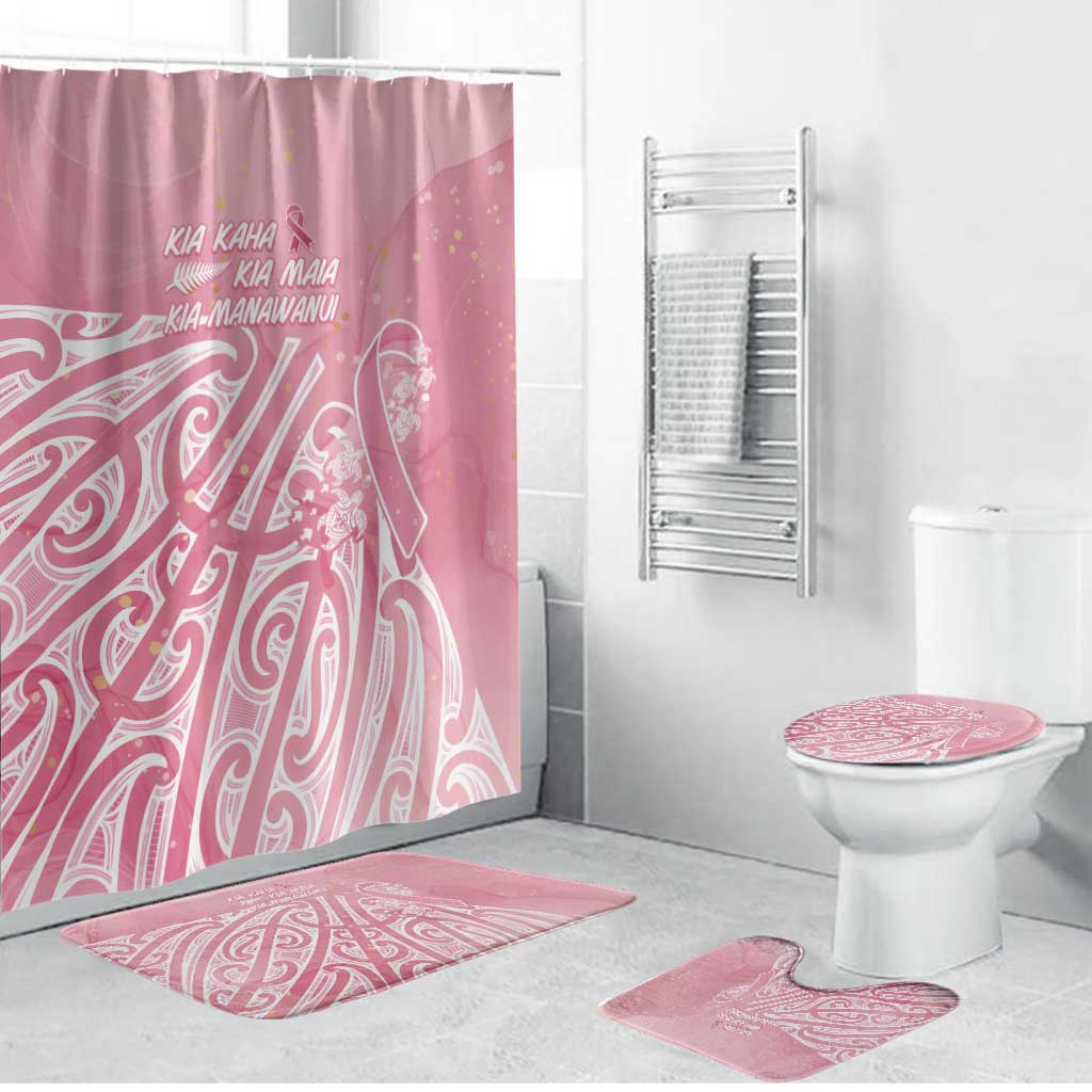 Breast Cancer Awareness Maori Bathroom Set Kia Kaha Kia Maia Kia Manawanui - Polynesian Pride