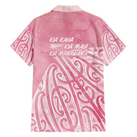 Breast Cancer Awareness Maori Family Matching Off The Shoulder Long Sleeve Dress and Hawaiian Shirt Kia Kaha Kia Maia Kia Manawanui - Polynesian Pride