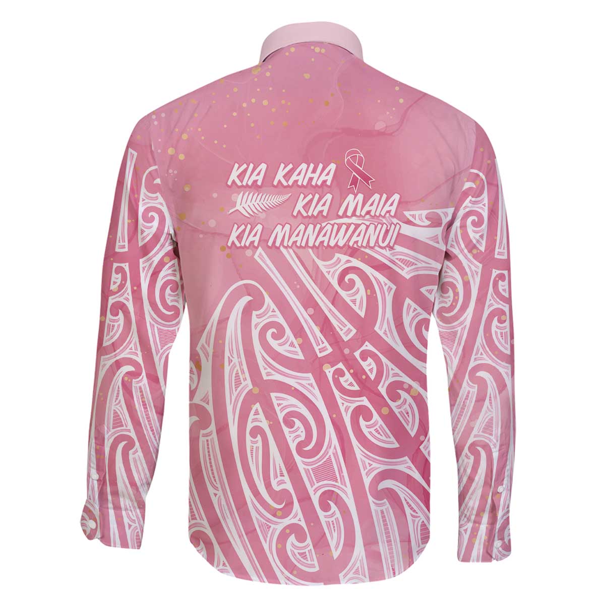 Breast Cancer Awareness Maori Family Matching Off The Shoulder Long Sleeve Dress and Hawaiian Shirt Kia Kaha Kia Maia Kia Manawanui - Polynesian Pride