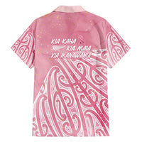 Breast Cancer Awareness Maori Family Matching Off Shoulder Short Dress and Hawaiian Shirt Kia Kaha Kia Maia Kia Manawanui - Polynesian Pride