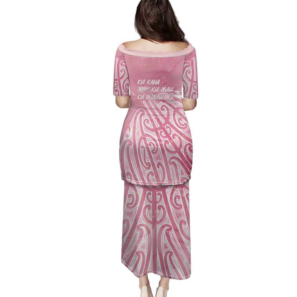 Breast Cancer Awareness Maori Family Matching Puletasi and Hawaiian Shirt Kia Kaha Kia Maia Kia Manawanui - Polynesian Pride