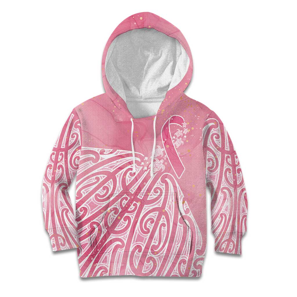 Breast Cancer Awareness Maori Kid Hoodie Kia Kaha Kia Maia Kia Manawanui - Polynesian Pride
