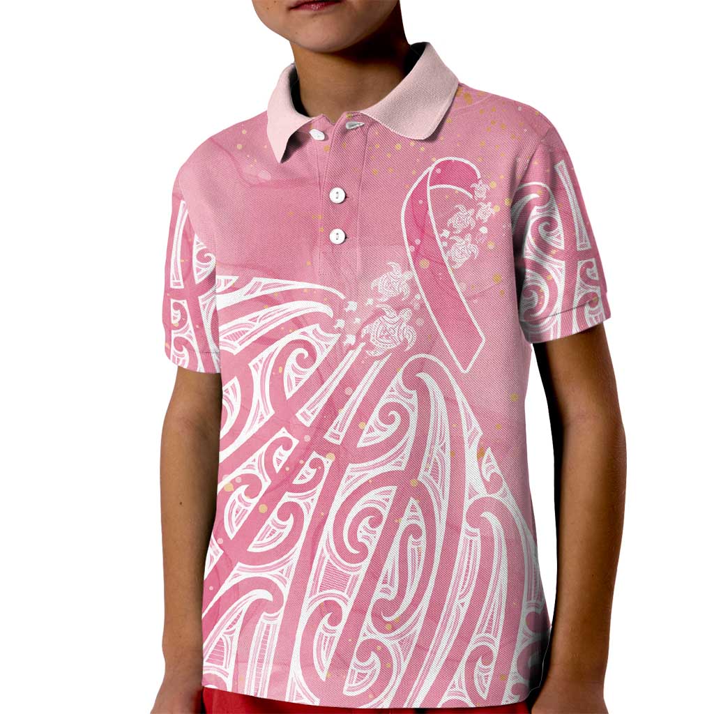 Breast Cancer Awareness Maori Kid Polo Shirt Kia Kaha Kia Maia Kia Manawanui - Polynesian Pride