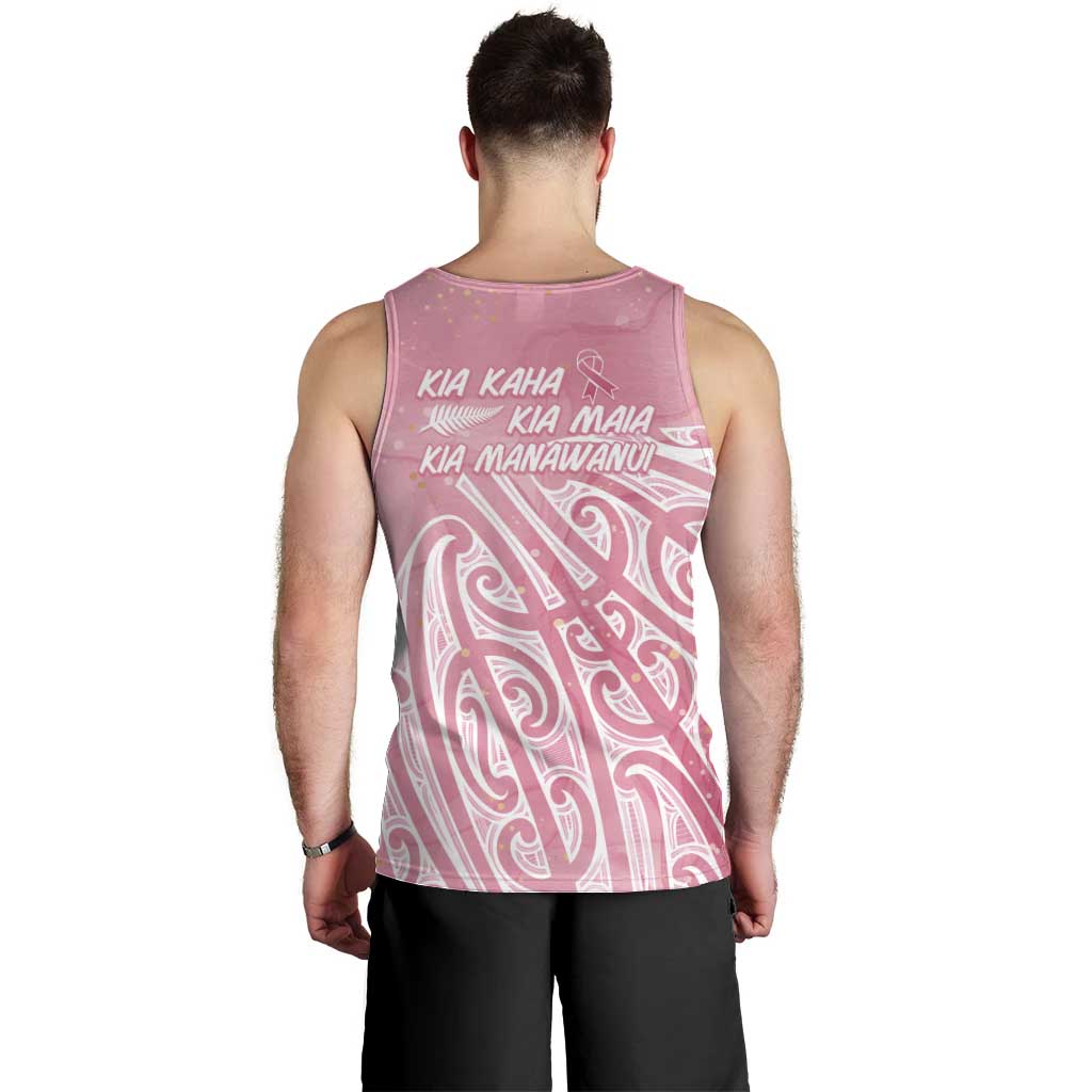 Breast Cancer Awareness Maori Men Tank Top Kia Kaha Kia Maia Kia Manawanui - Polynesian Pride