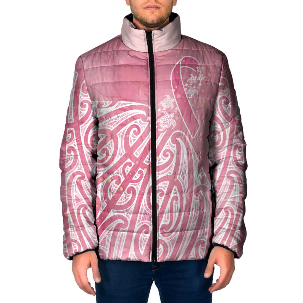 Breast Cancer Awareness Maori Padded Jacket Kia Kaha Kia Maia Kia Manawanui - Polynesian Pride