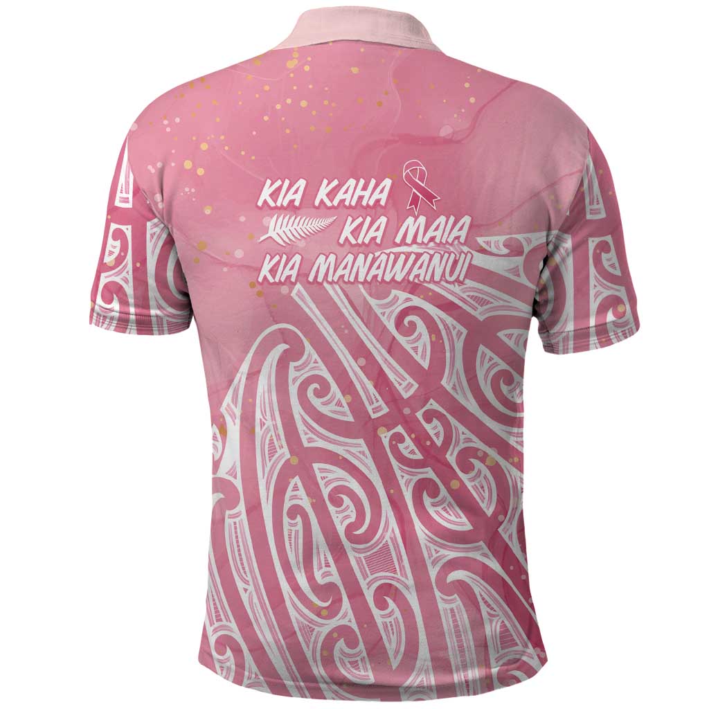 Breast Cancer Awareness Maori Polo Shirt Kia Kaha Kia Maia Kia Manawanui - Polynesian Pride