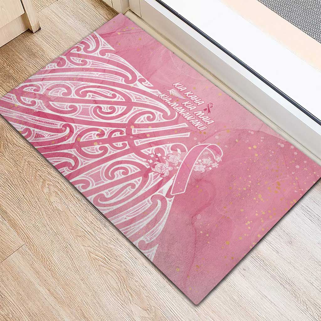 Breast Cancer Awareness Maori Rubber Doormat Kia Kaha Kia Maia Kia Manawanui - Polynesian Pride