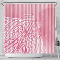 Breast Cancer Awareness Maori Shower Curtain Kia Kaha Kia Maia Kia Manawanui - Polynesian Pride