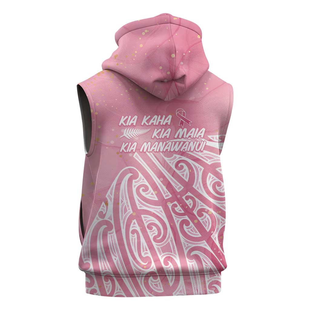 Breast Cancer Awareness Maori Sleeveless Zip Hoodie Kia Kaha Kia Maia Kia Manawanui - Polynesian Pride