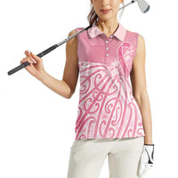 Breast Cancer Awareness Maori Women Sleeveless Polo Shirt Kia Kaha Kia Maia Kia Manawanui - Polynesian Pride