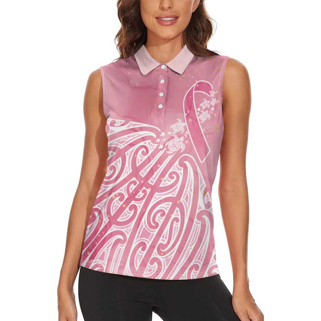 Breast Cancer Awareness Maori Women Sleeveless Polo Shirt Kia Kaha Kia Maia Kia Manawanui - Polynesian Pride