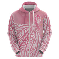 Breast Cancer Awareness Maori Zip Hoodie Kia Kaha Kia Maia Kia Manawanui - Polynesian Pride