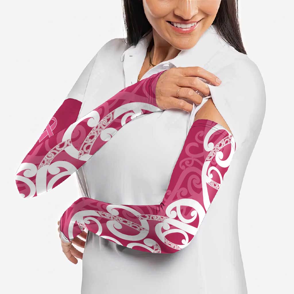 Breast Cancer Awareness Maori Arm Sleeves Koru Kowhaiwhai - Polynesian Pride
