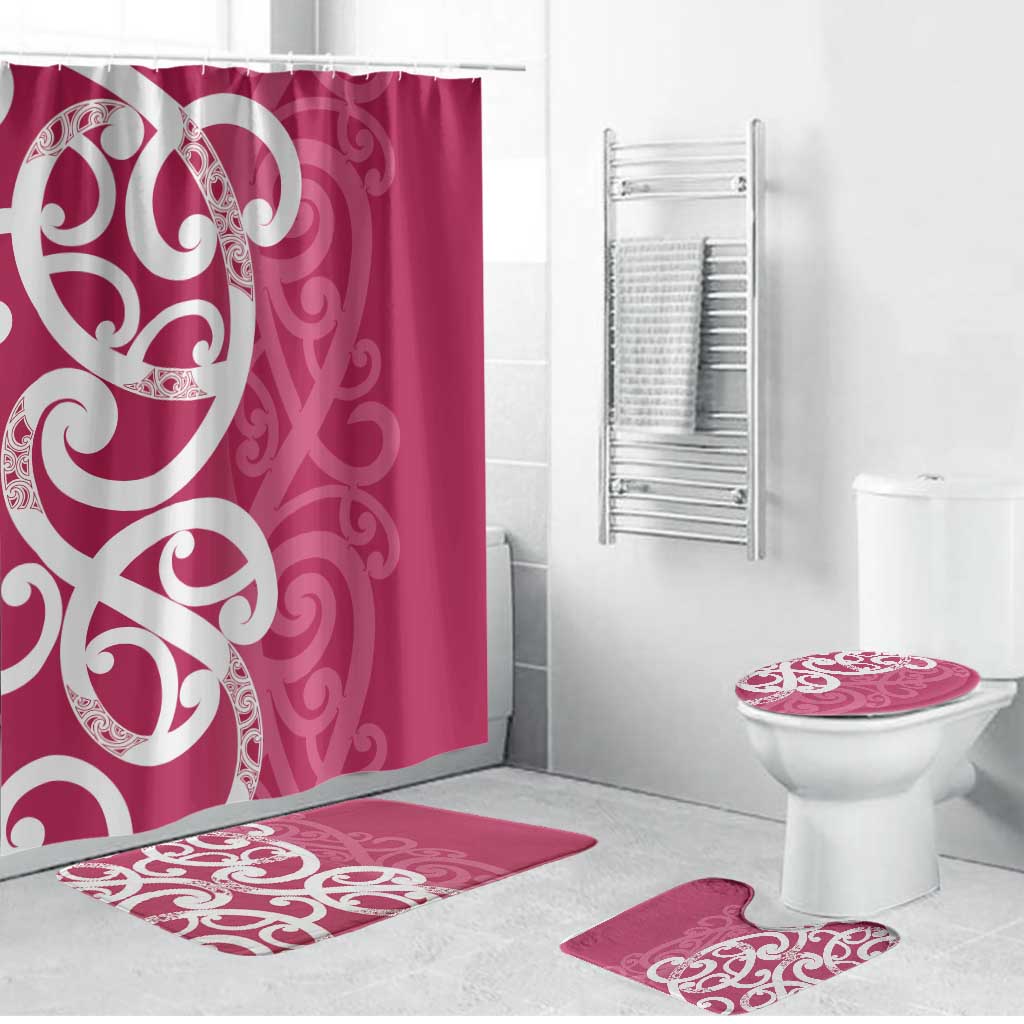 Breast Cancer Awareness Maori Bathroom Set Koru Kowhaiwhai - Polynesian Pride