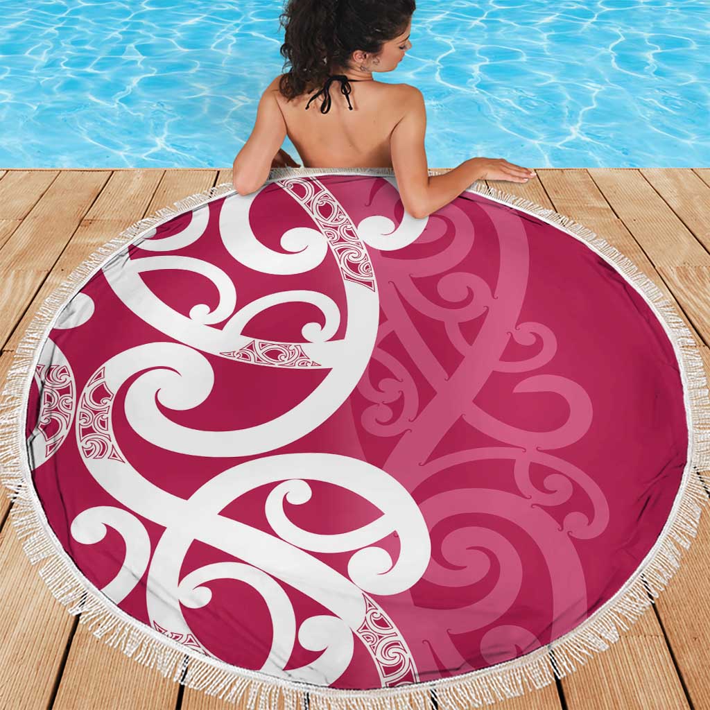 Breast Cancer Awareness Maori Beach Blanket Koru Kowhaiwhai - Polynesian Pride