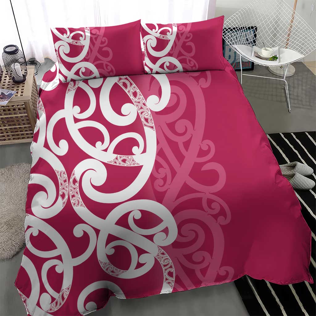 Breast Cancer Awareness Maori Bedding Set Koru Kowhaiwhai - Polynesian Pride