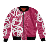 Breast Cancer Awareness Maori Bomber Jacket Koru Kowhaiwhai - Polynesian Pride