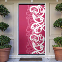 Breast Cancer Awareness Maori Door Cover Koru Kowhaiwhai - Polynesian Pride