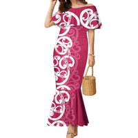 Breast Cancer Awareness Maori Family Matching Mermaid Dress and Hawaiian Shirt Koru Kowhaiwhai - Polynesian Pride
