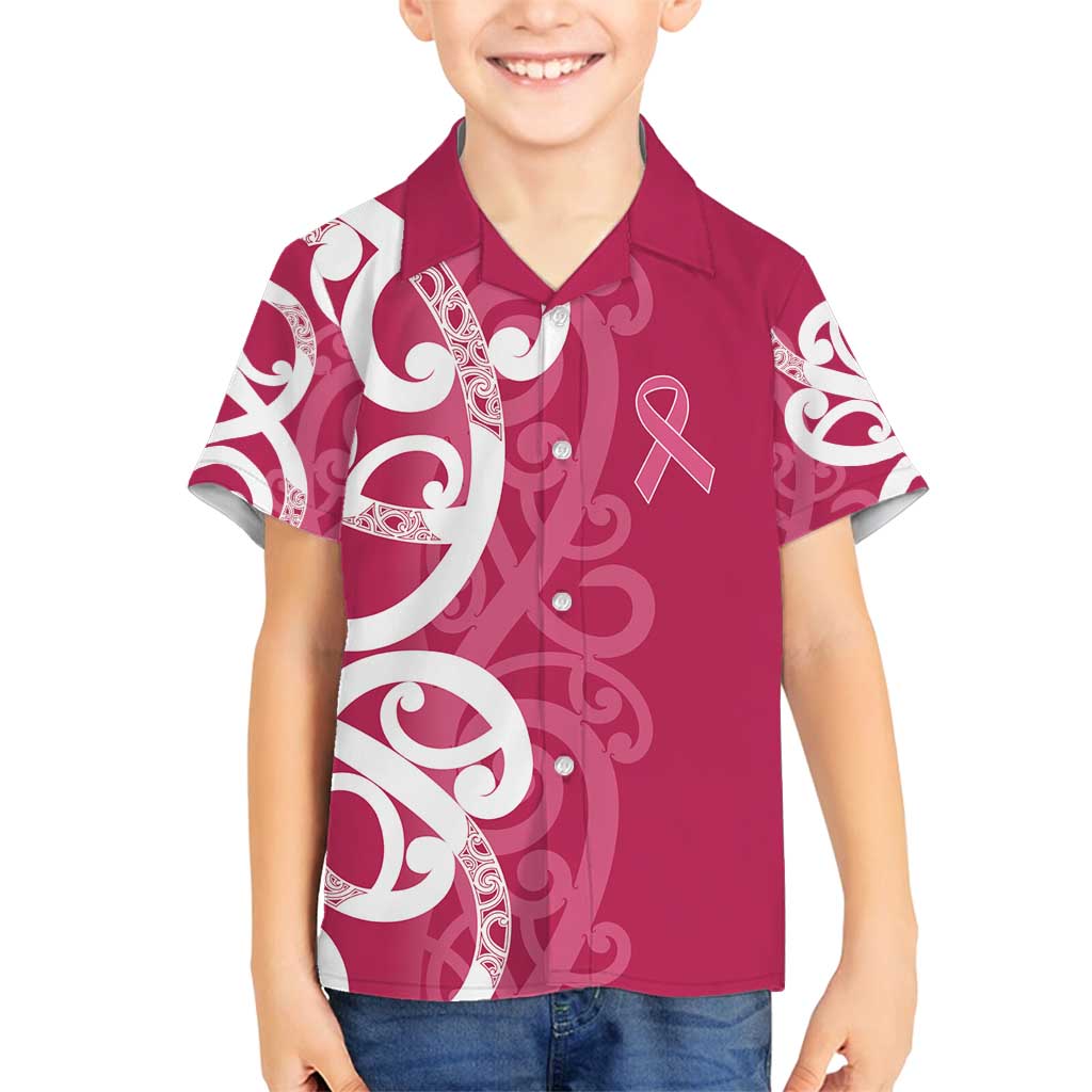 Breast Cancer Awareness Maori Family Matching Puletasi and Hawaiian Shirt Koru Kowhaiwhai - Polynesian Pride