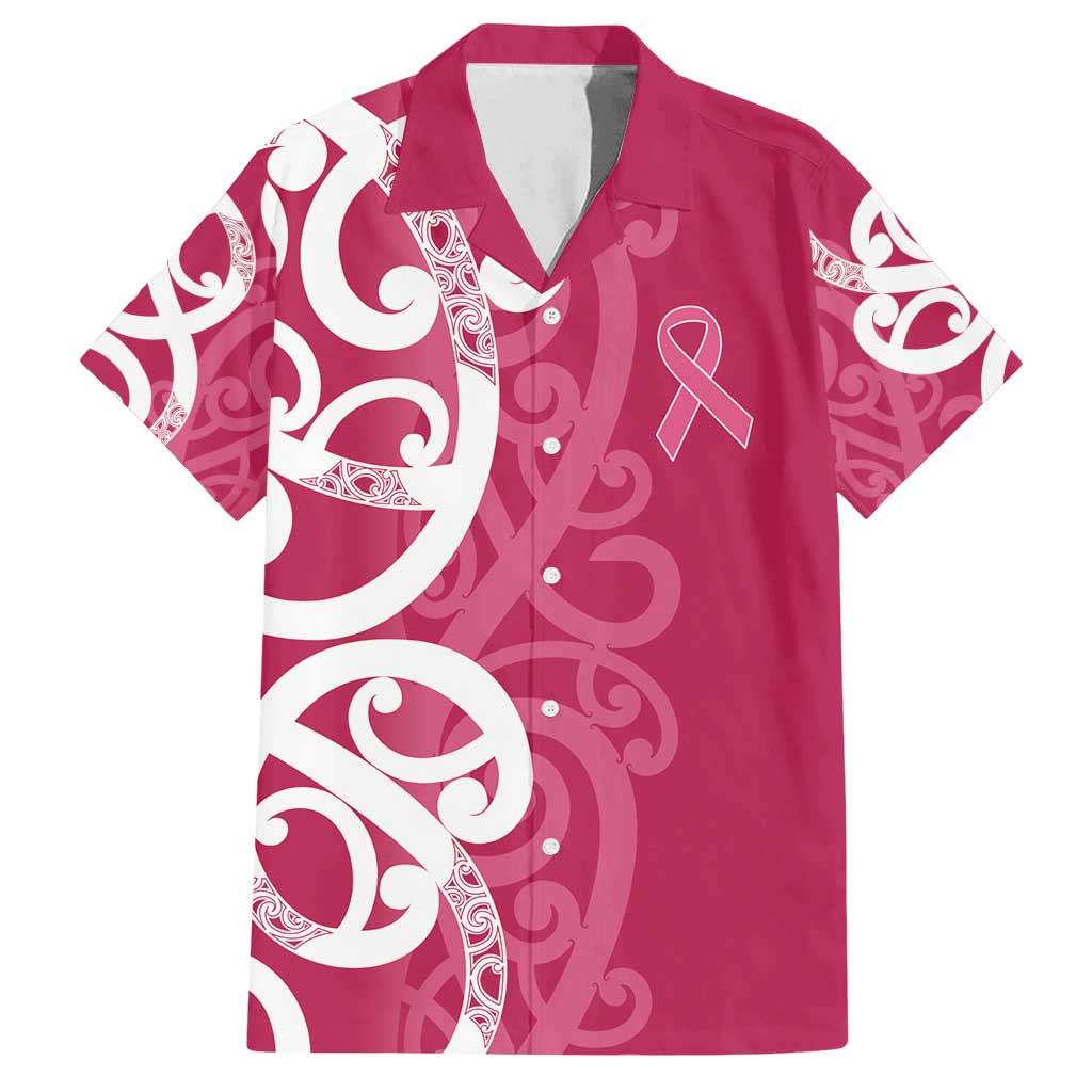 Breast Cancer Awareness Maori Family Matching Summer Maxi Dress and Hawaiian Shirt Koru Kowhaiwhai - Polynesian Pride