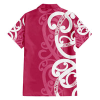 Breast Cancer Awareness Maori Family Matching Summer Maxi Dress and Hawaiian Shirt Koru Kowhaiwhai - Polynesian Pride