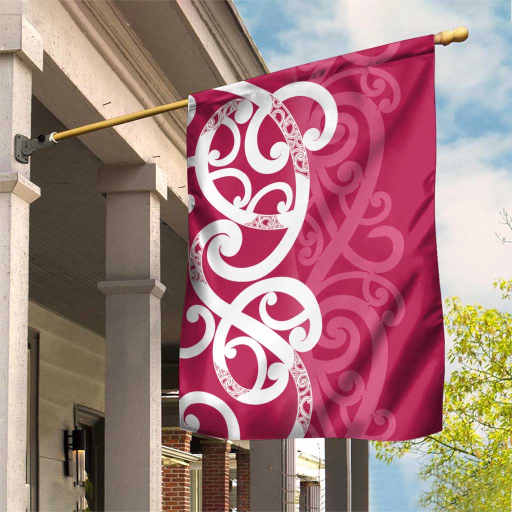 Breast Cancer Awareness Maori Garden Flag Koru Kowhaiwhai - Polynesian Pride